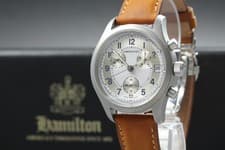 [N MINT w/Case] HAMILTON H685820 40mm Silver Dial Chronograph Quartz Men's Watch