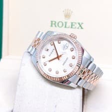 Rolex 36mm 18K Half Rose Gold Silver Jubilee Diamonds Dial Datejust REF: 116231