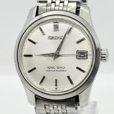 Seiko King Seiko 4402-8000 Date Stainless Steel Manual Winding Mens Watch Auth