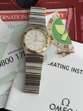 Rare Vintage Omega Constellation 13823000 18K Gold & Steel Quartz Dress Watch