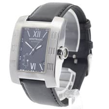 Montblanc Profile 7092 Stainless Steel Black Automatic Date Power-Reserve Men's