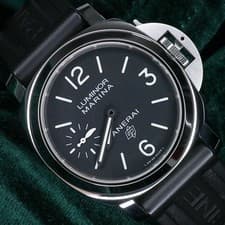 Panerai Luminor Logo Black Dial Black Rubber Strap Steel MINT SET PAM00776