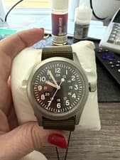 Hamilton Khaki Field Mechanical Military Wristwatch Swiss Made Green NATO Strap
