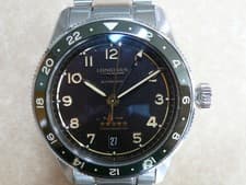 Pre-owned Longines Spirit Zulu GMT 39mm! Green Ceramic Bezel & Anthracite Dial.