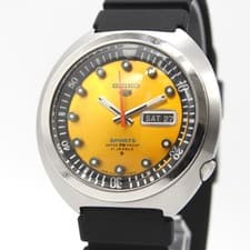 New Belt [NEAR MINT] SEIKO 5 SPORTS 6119-7160 Orange Day/Date AT From JAPAN A569