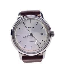 Import duty included for US buyers  Timex Automatic Watch Leather Strap White/Br