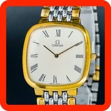 Vintage [N-MINT] OMEGA De Ville cal.1378 395.0877 Square Gold Quartz Men Watch
