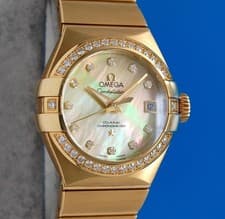 Ladies Omega Constellation 18K Gold Co-Axial Diamond Watch - 123.55.27.20.57.002