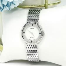 SEIKO Exceline 20P Diamond Sapphire Watch Silver White Blue Color