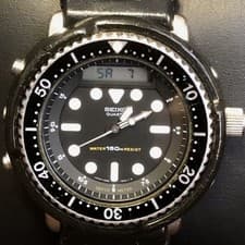 Seiko Cal.H558 Vintage Black Silver Quartz Mens Watch Authentic Working