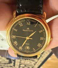 Marice Lacriox Les Classiques Watch with Gold Roman Numerals and Black Face