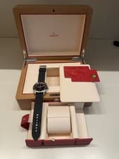 OMEGA Railmaster Co-Axial Chronometer Black Dial Leather Strap Box Papers