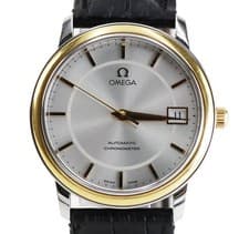 Omega De Ville Prestige Automatic Watch 4700.21 YG Bezel White Dial 34mm