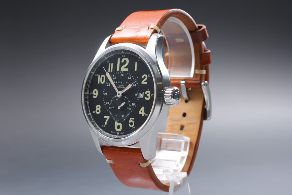 [Near MINT w/ Box] Hamilton Khaki Officer H706550 Black Dial Date AT Men's Watch