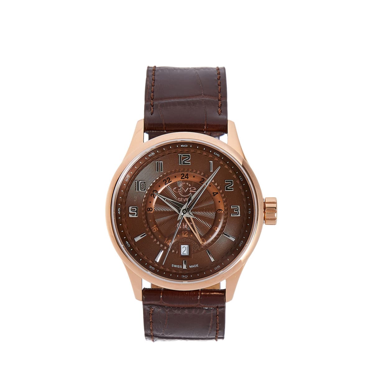 Gv2 By Gevril Men's 42305 Giromondo Brown Dial Brown Leather Date Swiss Watch