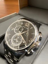 Hamilton Jazzmaster Chronograph Watch Black Stainless Steel Band Authentic