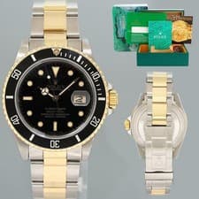 Rolex Submariner Date 16803 Two-Tone Yellow Gold Steel Black 40mm Watch Box