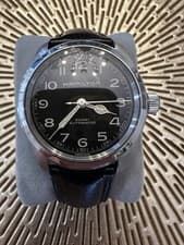 Hamilton Khaki Automatic Stainless Steel Black Dial Water-Resistant Leather Wat…