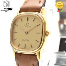Vintage 1984 [ Exc+5 ] OMEGA De Ville Cal.1450 Gold Dial Quartz Women's Watch