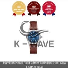 Hamilton Khaki Field 38mm Stainless Steel Cow Leather Blue Express