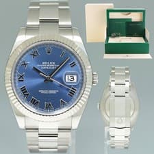 2024 NEW Rolex DateJust 41 Blue Roman Oyster Fluted 126334 Watch Box