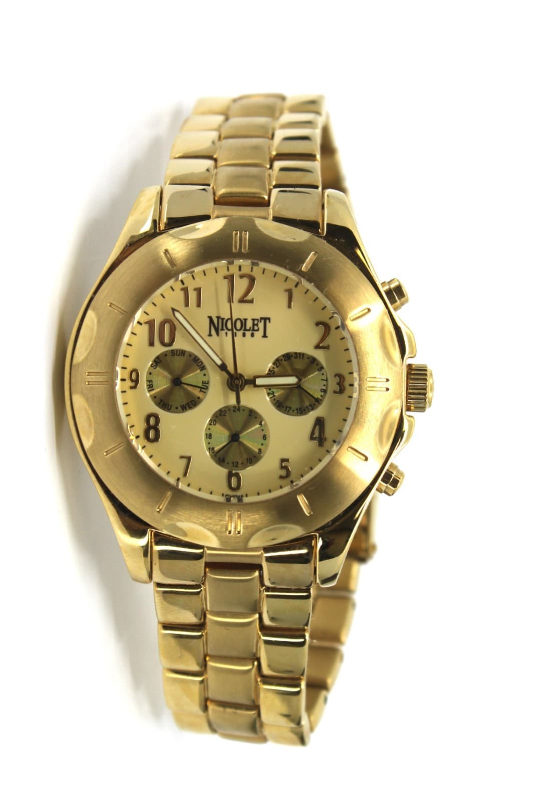 Nicolet Wrist Watch Stainless Steel Gold Tone Automatic 1886 NT322025 Men's