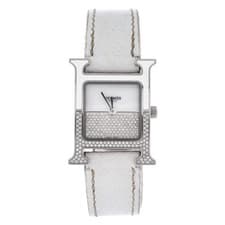 Hermes Heure H Double Jeu Quartz Watch Stainless Steel and Leather with Enamel