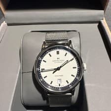 Hamilton Intra Matic Automatic Watch White Dial Mesh Band Mens Wristwatch