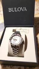 New with Box Bulova Women's Crystal Stainless Steel Bracelet Dressy Wristwatch