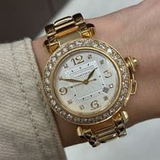 Cartier Pasha de Cartier 2519 Diamond Bezel Diamond Dial 18k Yellow Gold Watch