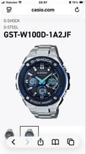 G-STEEL GST-W100D-1A2JF Solar Radio Watch, Metal Band, Blue Bezel, Used G407