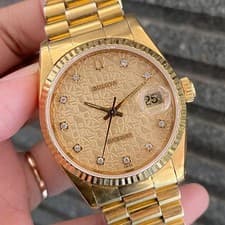 Rare Bulova Computer Dial Gold Diamond Automatic Date Swiss Watch Vintage 90s