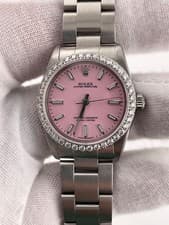 Rolex Midsize 31mm Custom Pink Dial and Diamond Bezel 77080