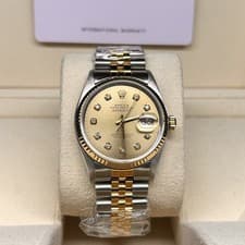 Rolex datejust champagne diamond dial two tone  36mm watch only 16013