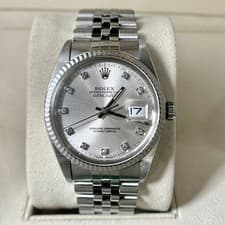 Rolex Datejust 36 Stainless Steel Silver Factory Diamond Dial Year 1987 16014