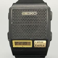 Vintage Seiko Mens Watch 31mm Black Speaker Talking Alarm A966-4010 New Battery