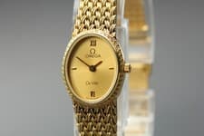 [Near MINT] Vintage 1984 OMEGA De Ville Cal.1450 Quartz Gold 16mm Women's Watch