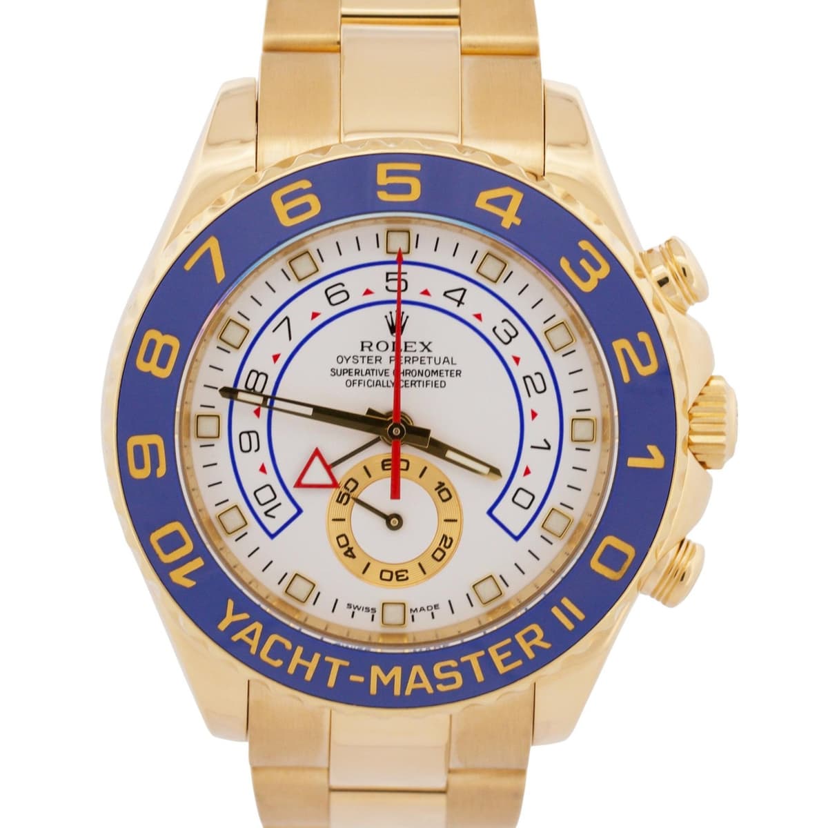 Rolex Yacht-Master II WHITE 18K Yellow Gold Blue Regatta Ceramic 44mm 116688