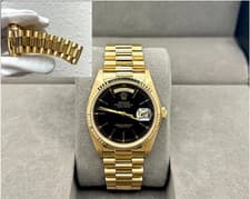 Rolex Day Date President 18038 36mm Black Dial 18K Yellow Gold