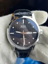 Mido Multifort Automatic Black Dial Day-Date Swiss Watch Leather Strap
