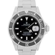 Rolex Submariner Date Black REHAUT Stainless Steel 40mm NO-HOLES Watch 16610