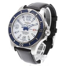 BREITLING SUPER OCEAN 42 A17366 42mm SS White Dial Automatic Date Leather #C327