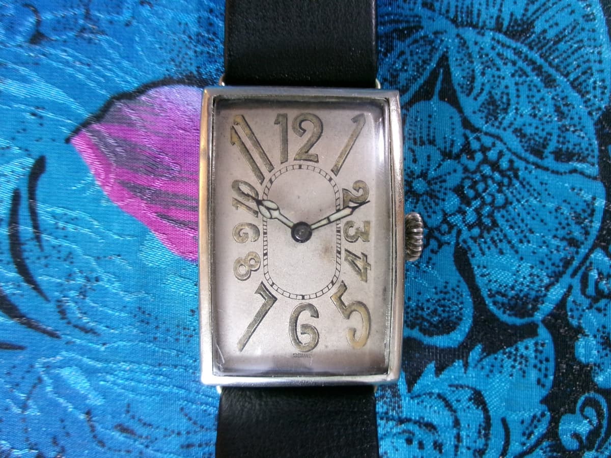 Vintage 1930’s Large Lauret Exploding Dial Numerals Men's Watch,  Nickel , Runs