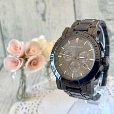 BURBERRY BU9381 Watch Chronograph Black Genuine Timepiece Authentic Rare