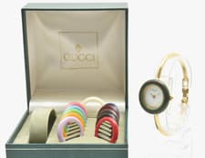 [Near MINT] Vintage Gucci Change Bezel 11/12.2 Women Watch 12 Colors Gold White
