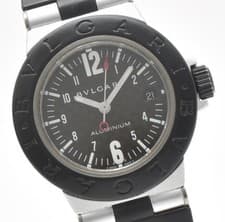 【NEAR MINT】 BVLGARI Aluminum AL29TA Date Black Quartz 32mm Ladies Watch Japan