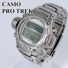 CASIO PRO TREK PRT-3000 Vintage Digital Watch Twin Sensor Stainless Steel