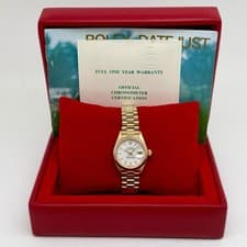 Rolex Lady-Datejust President 26mm 69178 18K Yellow Gold White Dial Ladies Watch