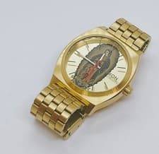 NIXON THE TIME TELLER SANTA CRUZ Display Analog Gold Watch For parts as is Japan