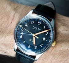 FARER Carter GMT Swiss Quartz Watch Black Dial Full Set Box Strap Set